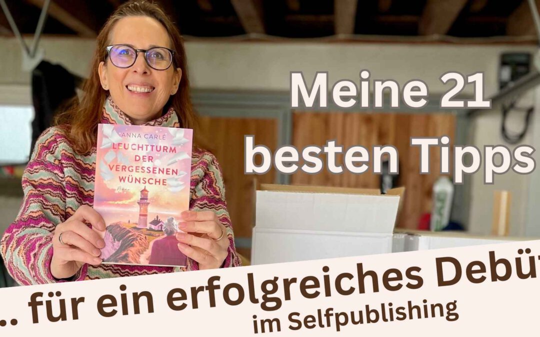 Lektorin Christine Storck, die als Anna Carlé Wohlfühlromane mit Sehnsuchtsorten schreibt, steht lachend in der Garage und zeigt ihr neues Buch.